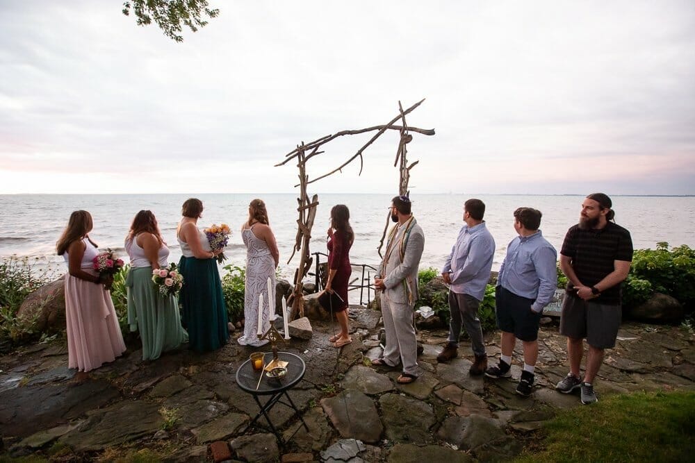 Backyard Beachfront Wedding Ceremony With Friends