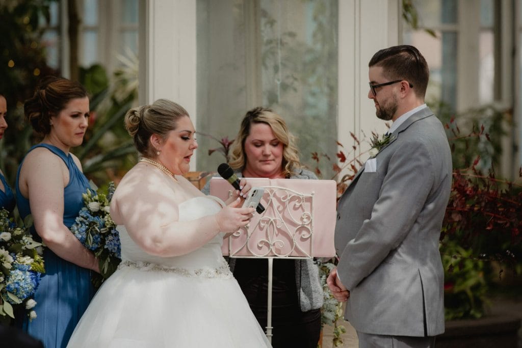 bride reading vows