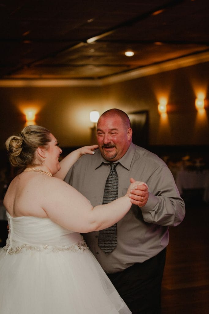 bride and father slow dance banquet hall